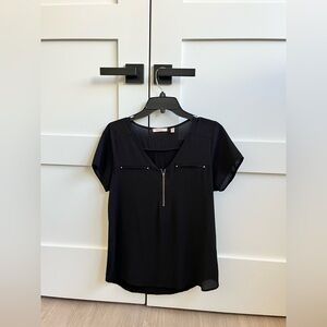 Elegant Black V-Neck Women's Top
